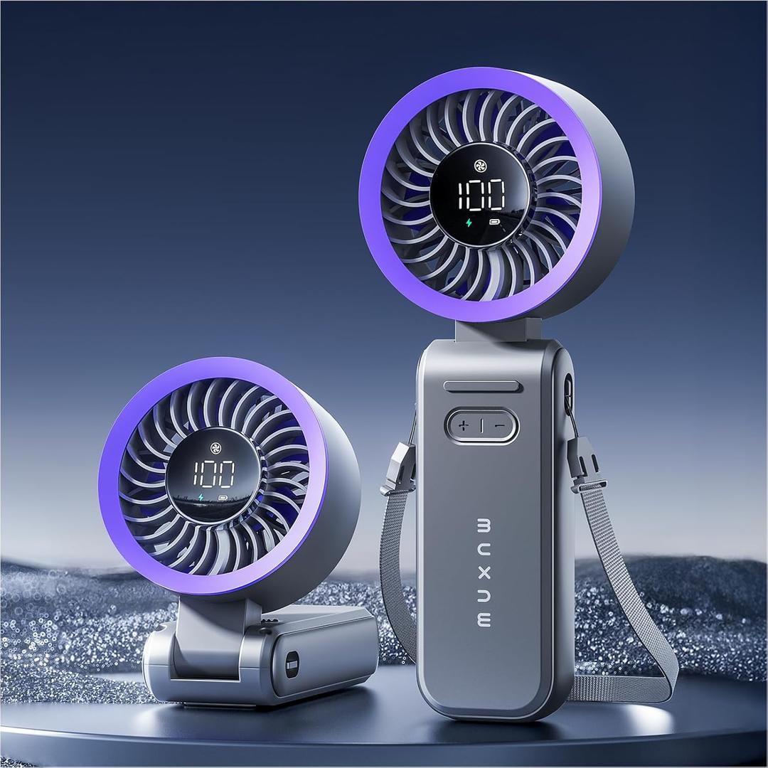 3-IN-1 Portable Handheld Fan: Mini Personal Fan 3600mAh Rechargeable Foldable Turbo USB - Cooling Travel Summer Beach For Women Kids