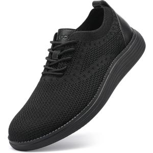 VILOCY Men's Casual Dress Sneakers Lace-Up Oxfords Business Mesh Breathable Walking Shoes Tennis Comfortable, 4