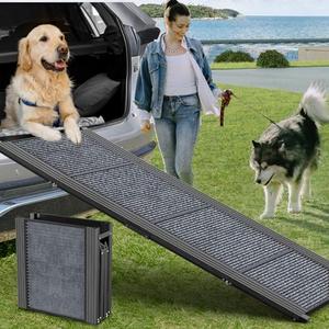 HerCcreta wigge Dog Ramp for Car 63" Long & 17" Wide Portable Dog Ramps for Large Dogs with Non-Slip Rug Surface Dog Car Ramp for SUV Car & Truck, Folding Dog Ramp Up to 250LBS