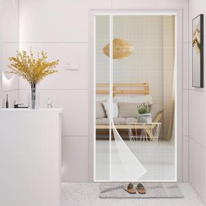 White Fiberglass Magnetic Screen Door, Reversible Left or Right Side Opening, Keep Bugs Out, Hands Free, Pet and Kid Friendly, Fits Door Size 32" x 80"