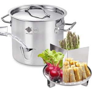 ARC 20QT Stainless Steel Tamale Steamer Pot with Easy-fill Water Spout, Seafood Crab Steamer with Divider and Rack