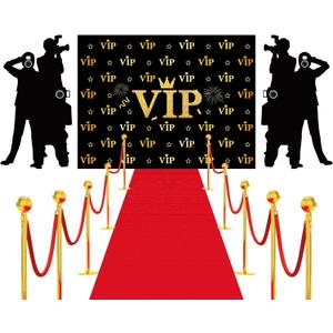 Red Carpet Runner for VIP Theme Party Decorations 6.5 x 5 ft VIP Photography Backdrop Movie Night Banner Paparazzi Props 2.6 x 15 ft Runner Rug Accessory for Home Film Party Supplies Favors