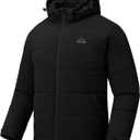 Rdruko Men's Puffer Jacket Hooded Sherpa Lined Water Resistant Insulated Thermal Winter Coats (XX-Large, Black)