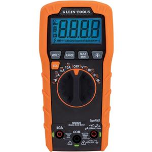 Klein Tools MM420 Digital Multimeter, Auto-Ranging TRMS Multimeter, 600V AC/DC Voltage, 10A AC/DC Current, 50 MOhms Resistance