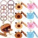 Huquary 32 Pcs Capybara Bracelet Making Kit Party Favor 24 Set Beading Craft with 8 Pcs Capybara Bag DIY Jewelry Wands Goodie Bag Stuffers, Classroom Prizes for Women Party Favors Birthday Gifts