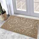 Bulijojo Front Door Mat Entrance,Durable Heavy Duty Welcome Mat,Thick Absorbent Natural Rubber Non Slip Mat, Sturdy Entryway Beige, 23"x35", 1'11" x 2'11"
