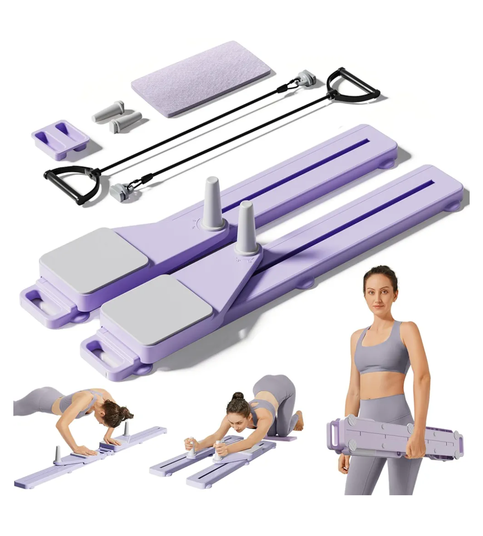 Pilates Board, Multifunctional Abdominal Plate Sets, Detachable Ab Trainer Machine for Home, 6 in 1 Pilates Sliding Board, Foldable Pilates Reformer for Women Core Workouts