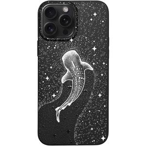 Matte Black Case Compatible with - iPhone 13-6.1 inch Cute Whale Shark Protective Phone Cover Slim Rubber Stars Shockproof Bumper Constellations Night Sky for Women Girls Kids Sea Ocean Fish