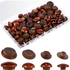 Bucherry 120 Pieces 4 Sizes Wood Plugs Wooden Button Hardwood Hole Plugs for Holes in Locking Tube Furniture, 3/16'', 5/16'', 3/8'', 1/2''(Classic Style)