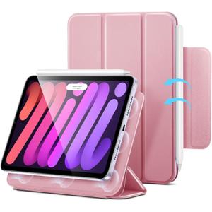 ESR for iPad mini 7 A17 Pro Case, iPad mini 7th/6th Generation Case (2024/2021), Slim Trifold Two-Way Stand, Powerful Magnetic Attachment, Durable Protection, Supports Pencil Pro&Pencil(USB-C), Pink