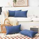 Home Brilliant 12 x 20 Linen Lumbar Pillow Cover Rectangular Decorative Pillow Cases for Couch Bed Sofa, 12x20 inches, Set of 4, Navy Blue