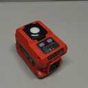 220W Azocek Power Inverter Compatible with Milwaukee 18V Battery, DC 18V to AC 110V Portable Power Station with 1 AC Outlet, 2 USB Ports & 1 Type-C Fast Charging, 400LM LED Work Light (Red)