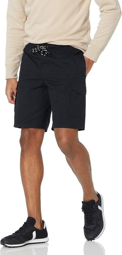 Amazon Essentials Men's 9" Elastic Waist Cargo Short (XX-Large, Black)