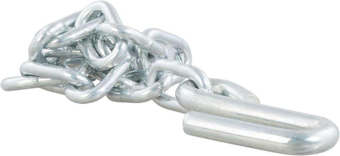 CURT 80040 27-Inch Trailer Safety Chain with 7/16-In S-Hooks, 5,000 lbs Break Strength, CLEAR ZINC