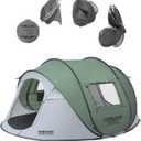 Camping Tent 4 Person Instant Pop Up Waterproof | Windproof design, 2 doors for easy access, portable with carry bag, ideal for hiking/beach/travel, family-sized