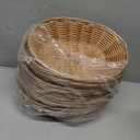 12 Pcs Oval Small Plastic Bread Basket, Wicker Basket for Serving 2.36x9x6.4 Inch Woven Food Storage Basket, Fruit Basket, Gift Basket (Comes with Food Blotting Sheets) Brown