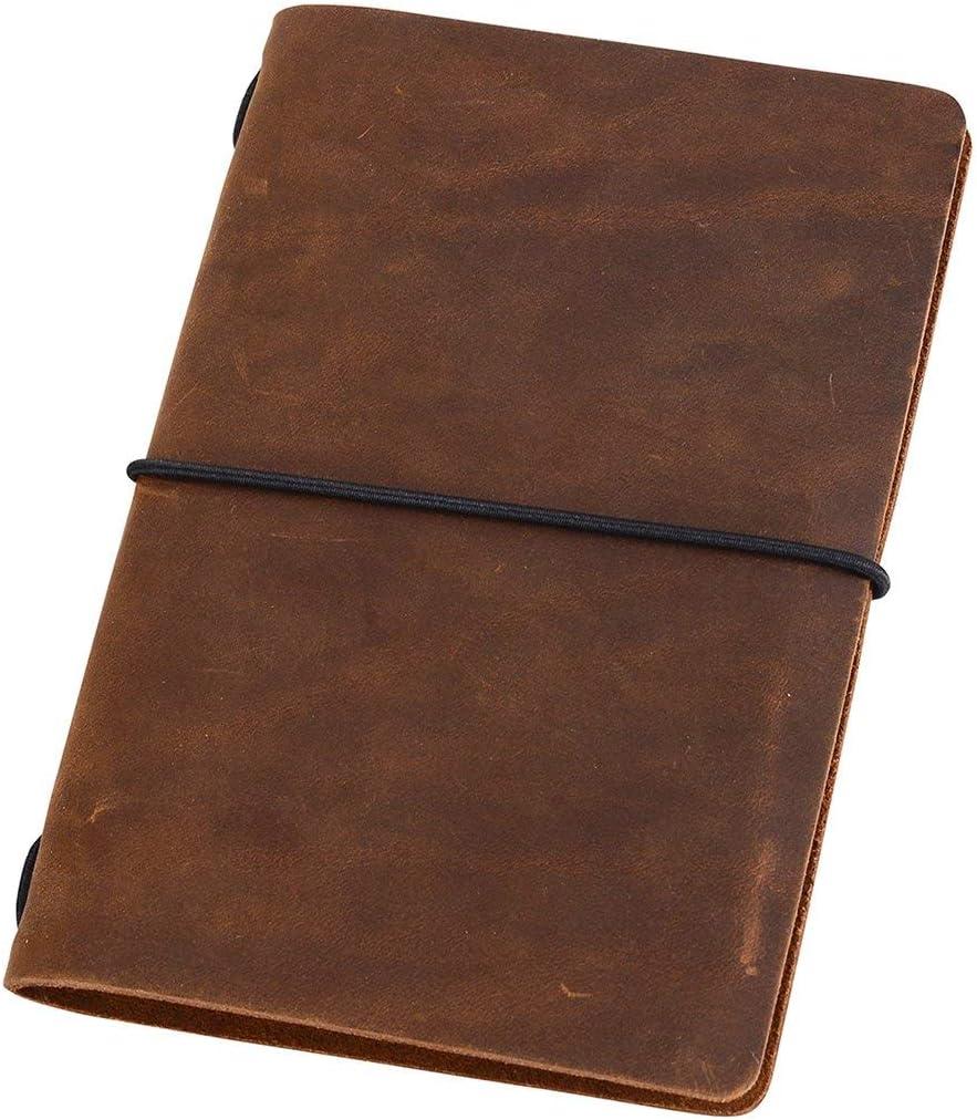 Pocket Travelers Notebook, Refillable Leather Travel Journal for Men & Women, Notebook Cover for Field Notes, Moleskine Small 3.5 x 5.5 Inches, Brown