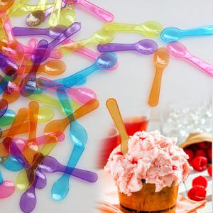 100 Mini Tasting Spoons Disposable - 3 Inch Small Plastic Dessert/Ice Cream Spoons Multi Color