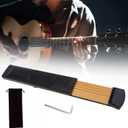 Guitar Practice Tools for Beginner, 6 Strings 6 Fret Plastics Fingerboard Portable Pocket guitar Practice Tool Chord Trainer, with Tuning Wrench Velvet Bag (Guitar Practice Tool)