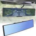 Rear View Mirror, Universal 12 Inch Wide Angle Rear View Mirror, Convex Clip On Panoramic Rears Views Mirrors, Anti-Glare Extended Broadway Mirrors, Rearview Mirroring Accessories for Cars (Blue)