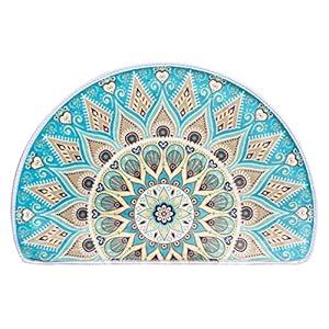 WERGHJ Half Round Door Mat, Semi Circle Bathroom Floor Rug, Mandala Boho Bohemian Cyan Non-Slip Welcome Entrance Way Absorbent Bath Mat, Microfiber Tufted Indoor Rug for Kitchen Living Room (h6) WERGHJ Half Round Door Mat, Semi Circle Bathroom Floor Rug, Mandala Boho Bohemian Cyan Non-Slip Welcome Entrance Way Absorbent Bath Mat, Microfiber Tufted Indoor Rug for Kitchen Living Room (h6)