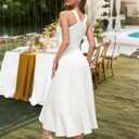 Bbonlinedress Halter Cocktail Women Dresses Prom Formal Wedding Guest Bridesmaid Ruffled Maxi Hi-Lo Evening Party 2026 Dress (White, L)