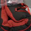 BurgeonNest Dog Car Seat for Small Dogs, Detachable and Washable Cat Car seats Under 25 lbs, Soft Pet Booster Seats with Storage Pockets and Clip-On Leash Portable Car Travel Carrier Bed, Black red