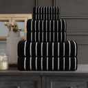 CASA COPENHAGEN Ecstatic 6Pcs 100% Egyptian Cotton Large Designer Towels Gift Set- Coal Black, 600GSM, 2Bath 2Hand 2Washcloths, Bath Towels for Bathroom Set for Women & Men, 27 x 55 inches