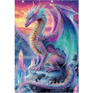 Great Jigsaw Puzzles for Adults 300 Pieces Crystal Dragon Puzzles for Adults Toys Gift Family Decoration Kids Puzzle (300PCS-15"x10")