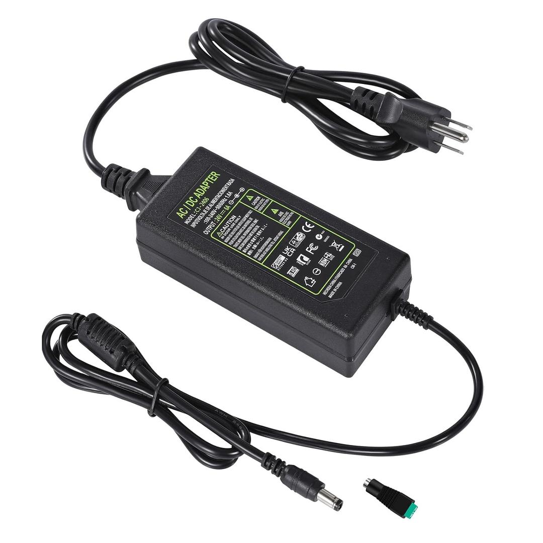 24V 6A Power Supply Adapter,100-240V AC to DC 24V 6A Power Adapter with 5.5mm x 2.5mm DC Output Jack Transformers US Plug for 5050 3528 LED Strip Light,CCTV Security System
