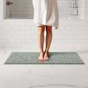 ITSOFT Plush Bathroom Rug 47x21, Absorbent Machine Washable Non Slip Chenille Bath Mats, Quick Dry Bathmat, Bath Rugs for Bath, Shower, Bedroom, or Door Mat, Sage Green