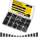 Vibit 330 Pcs M3/M4 Nylon Spacers for Screws, ID 3 mm/4 mm & OD 7 mm, 10 Lengths  2 mm 3 mm 5 mm 8 mm 10 mm 12 mm 15 mm, Non-Threaded Plastic Spacers, Nylon Round Spacers for M3 M4 Screws, Black
