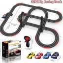 Slot Racing Car Track 32Ft Electric Powered Race Tracks Sets for Boys and Kids,Dual Racing with 4 High Speed Cars and 2 Hand Controllers, Gift Toys for Children 6,7,8 Years Old