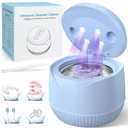 Dental Ultrasonic Retainer Cleaner Machine: 45kHz Dental Cleaning Pod with Digital Timer & 200ML, Cleaning for Dentures, Mouth Guards, Aligners, Night Guards, Braces, Toothbrush Heads & Jewelry, Blue