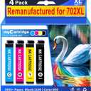 myCartridge SUPRINT 702 Ink Cartridges Remanufactured High Yield Replacement for 702XL Ink Cartridges Combo Pack 702 XL T702XL use with Workforce Pro WF-3720 WF-3730 WF-3733 Printer (4 Pack)
