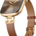 SNBLK Slim Leather Band Compatible with Apple Watch Bands Women 40mm 41mm 42mm 44mm 46mm 49mm 38mm 45mm, Dressy Top Grain Genuine Leather Strap for iWatch SE Series 11/10/9/8/7/6/5/4/3/2/1, Brown