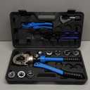 DISEN Hydraulic Copper Pipe Tube Fittings Crimping Tool with Copper Cutter, PEX Tubing Cutter and Copper Ring Removal Tool, Hydraulic Driven Press Tool with 8 Dies for Copper Pipe or PEX Pipe Crimp