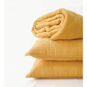 Soft Queen Size Quilt Set for All Seasons, 3-Piece Ultrasonic Geometric Quilts Bedding Set, Lightweight Reversible Bedspread, Coverlet, Bed Cover with 2 Pillow Shams, Yellow (Full/Queen (96"x90"))