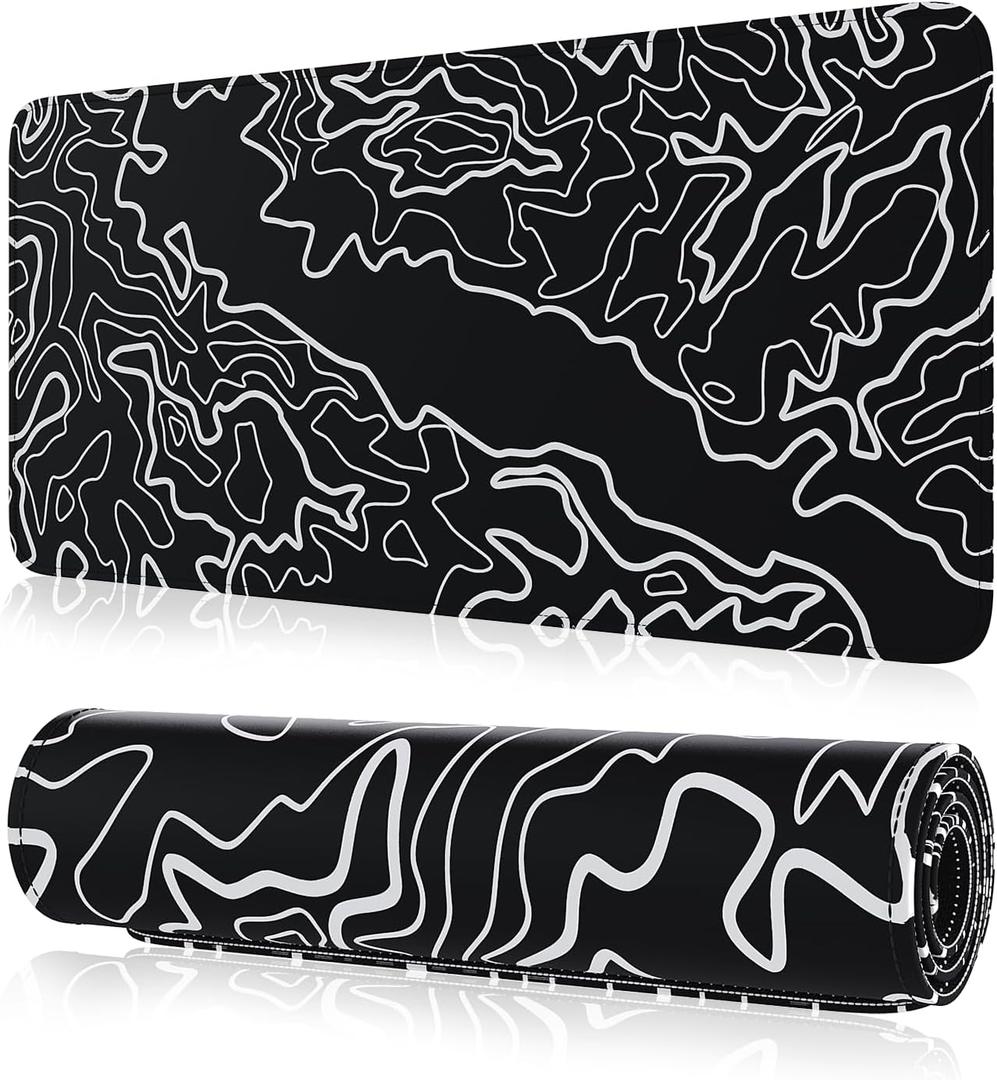 11.8x23.6 inches Large Gaming Mouse Pad Mat with Stitched Edge Non-Slip Rubber Base Washable Durable for Office Computers Laptop Table Desk Mouse Pads Mats Accessories (Line)