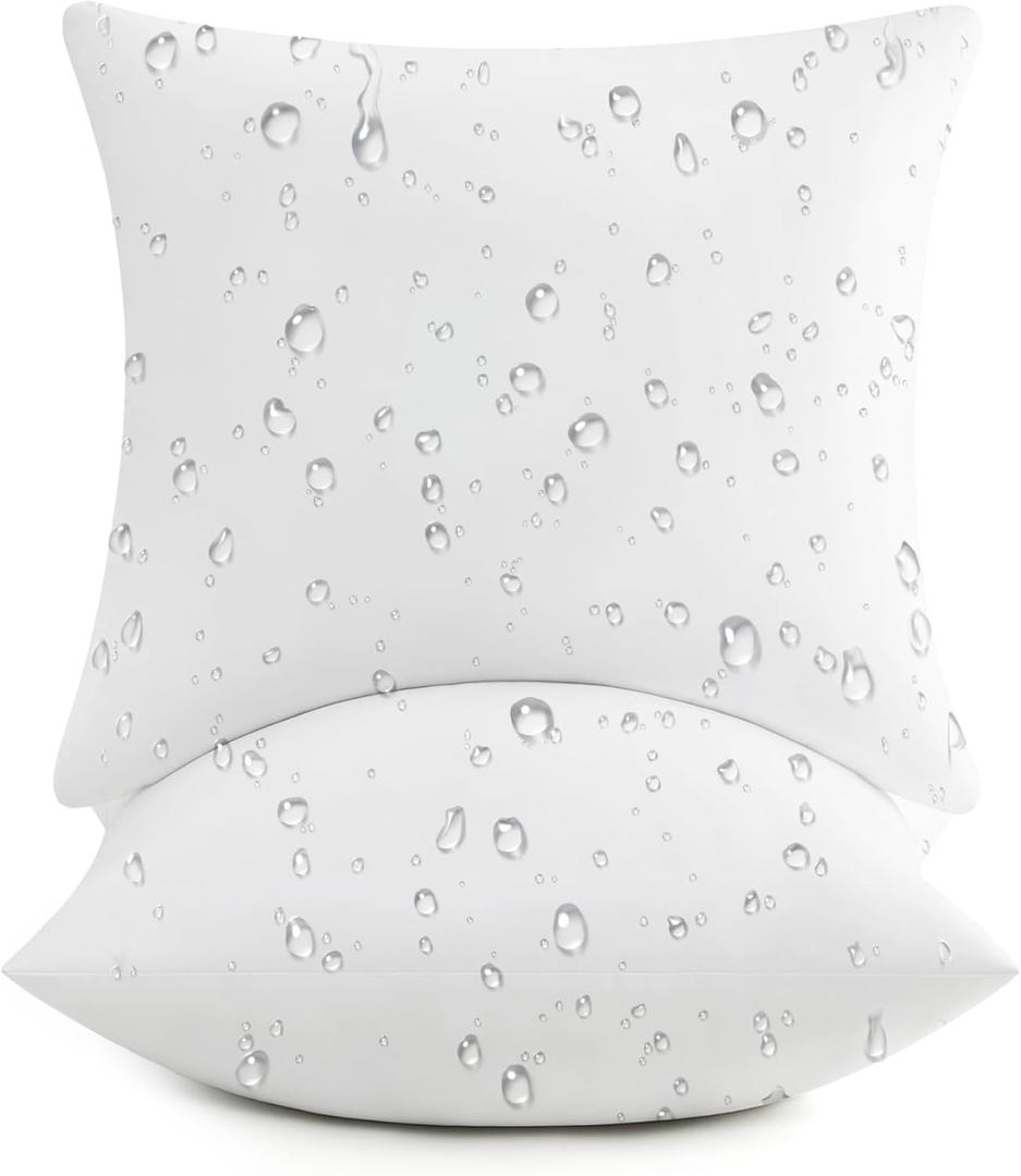 puredown 22x22 Outdoor Pillow Inserts, Set of 2, Fluffy Soft Waterproof Down Alternative Square Form Sham Stuffer for Porch Swing Sofa Couch Cushion Patio Furniture