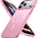 Miracase Magnetic for 17 Pro Case 6.3" with Screen Protector, [Compatible with MagSafe] Military-Grade Protection, Anti-Fingerprint, Slim Thin Phone Case for 17 Pro Cover, Mes Pink