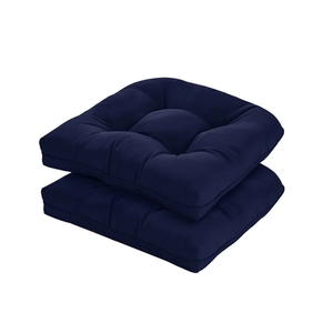 19x19 Outdoor Chair Cushions Set of 2, Wicker Patio Furniture Cushions with Tufted Buttons, Thick Outdoor Seat Cushions for Lawn Chairs, Overstuffed and Water Resistant, Navy