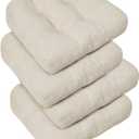 downluxe Chair Cushions for Dining Chairs 4 Pack, Tufted Indoor Chair Pads with Non-Slip Bottom, U-Shaped Kitchen Chair Cushions, 17"x17"x4", Beige