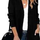 KIRUNDO Cardigan Sweaters for Women 2024 Fall Open Front Long Sleeve Loose Lightweight Knit Sweater Coat with Pockets (S)