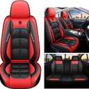 BGYFDU03 Seat Cover 5-Seater Full Set, Universal Type, Suitable for Most Cars, Cars, SUV, Trucks, Pickup Ttrucks, Airbags Compatible with Synthetic Leather Car Seat Cushion Protectors (Black-red)