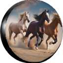 Rv Spare Tire Covers for Rv Trailers Wheel Protectors Tyre Covers Weatherproof and Dustproof Wheel Covers Universal Fit for Trailer Rv SUV Truck Travel Trailers Camper 17" - Horse (17 inch (Tire Diameter 80-83cm/31.5-32.6in)