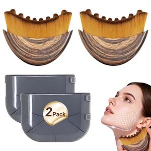 Lymphatic Drainage Massager Face Brush, Lymphatic Contour Face Brush to Sculpt Jawline & Reduce Puffiness Double Chin Reducer, Improves Skin Glow & Absorption, Ergonomic Precise Fit, 2 Pack
