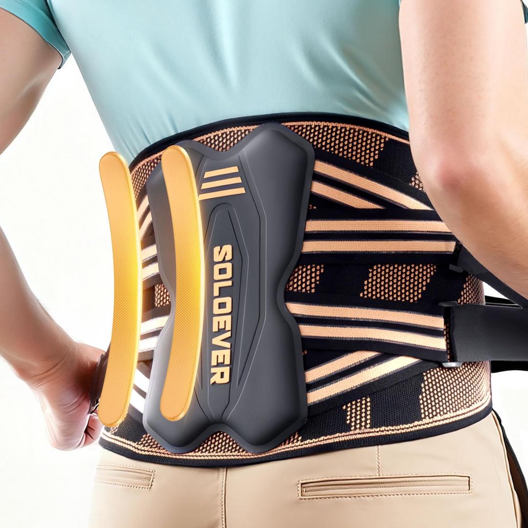 Copper-Infused Back Brace for Men Lower Back Pain Relief [Medical-Grade & Stronger Support] Lumbar Support Belt with Support System for Women - Back Support Brace for Heavy Lifting and Work (L: Waist 35.4 - 41.3 (90-105CM))