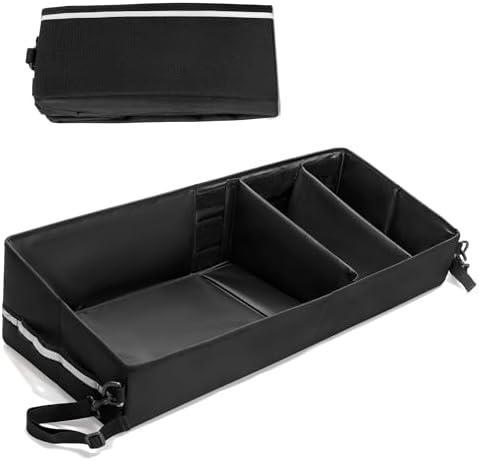 GRAOSO Under Seat Storage Box for Trucks, Tool Organizer with Removable Bottom Board, 2 Side Handles and Hook Snap Fix Strap, Black