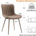 YOUNUOKE Mid-Century Modern Dining Chairs Set of 2, Khaki PU Leather Upholstered Kitchen Chairs with Khaki Metal Legs, Armless Accent Chair for Dining Room, Guest Reception Room